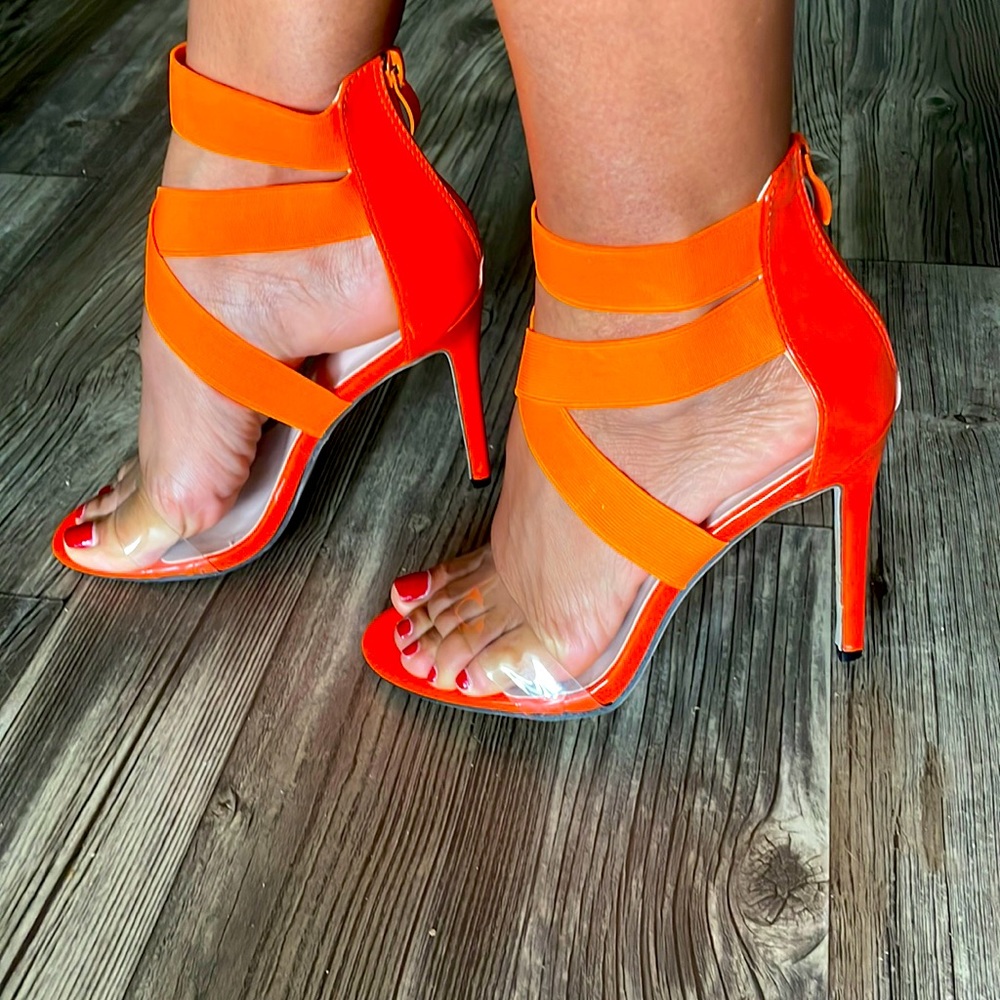 Orange and Clear Strappy Heels